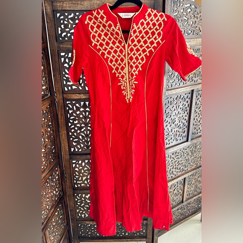 Brand new Biba Scarlet Attire with Golden Detailing kurta